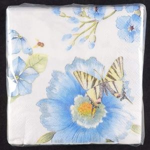 Lenox 3-ply Beverage napkins in Butterfly Blue40ct